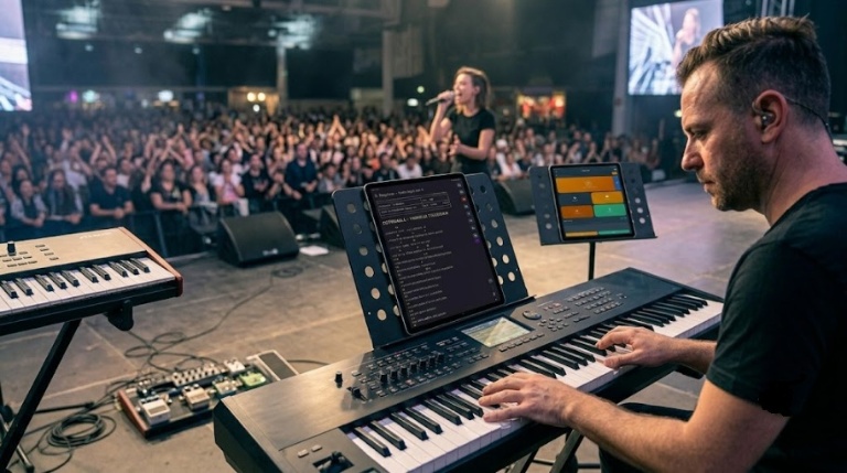 Konser sahnesinde Repertify